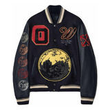 Chamarra Varsity Off White Moon