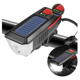 Farol Lanterna Bike Led Recarregável Usb E Solar Com Buzina