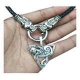 Collar Vikingo Mjolnir Dorado , Cuero Eco Trenzado Amuleto