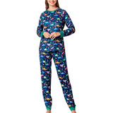 Pijama Familiar Navideño Redondo Con Estampado De Dinosaurio