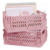 2 Pack Mini Plasticbaskets Escritorio Organizador-rosa