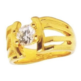 Anillo Oro Amarillo Laminado 18k Con Piedra Cristal Cubic 