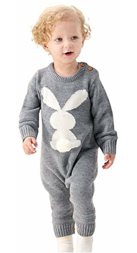 Mimixiong Baby Sweater Toddler Jumpsuits Kid's Knitted Bunny