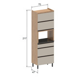 Alacena Despensa Para Microondas 70cm En Mdp 3 Puertas Arena Color Beige