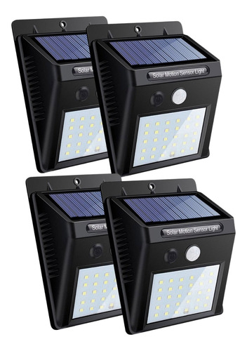 4 Luminária Solar Parede 20 Led Sensor Movimento Promoção