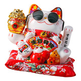 Cerâmica Gato Fortune Decoração De Óculos De Sol Fan