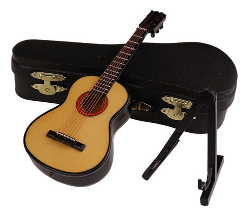 Guitarra En Miniatura De Madera En Forma De C Con Soporte Y
