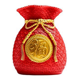 2 Florero Rojo Chino Maceta Maceta Bolsa De Dinero Forma