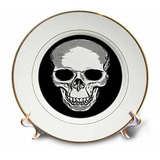 Brand: 3drose Monotone Skull Porcelain Plate, 8 