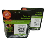 Kit Com 2 Cartuchos Compatível Para Impressora Hp 667xl 