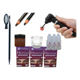 Kit 3 Henna Sobrancelha Makiaj +mixer+dappen+ 2lápis +palito