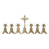 6 Candeleros Y 1 Cruz De Mesa Religiosos Modelo Barroco