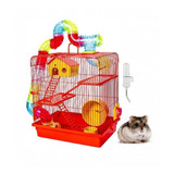 Promoção Gaiola Para Hamster Luxo Completa Vermelha