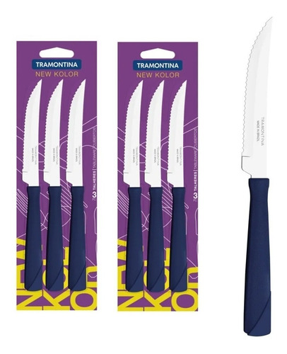 Cuchillo Tramontina Línea New Kolor Juego Set X6 Unidades 