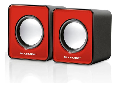 Caixa De Som 2.0 Mini 3w Vermelho Sp197 - Multilaser