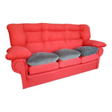 Sofa Placer 3 C Tela Chenille Respaldo Alto 