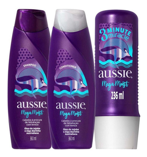 Kit Aussie Moist 360ml + Cond. 360ml + Tratamento 236ml