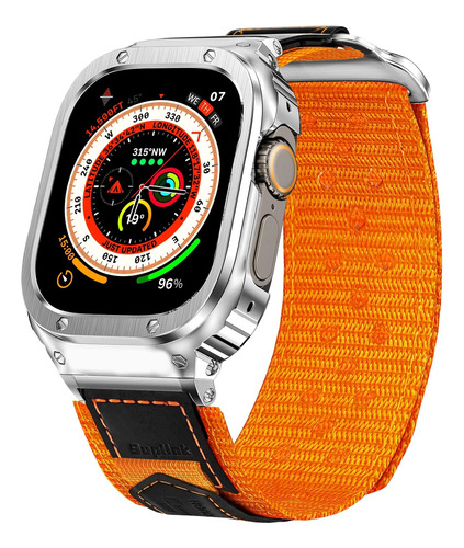 Malla De Nylon+funda Para Apple Watch 49mm Ultra1/2 L Naran.