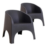 Sillon Plastico Simil Ratan Reforzado Interior Exterior X 2