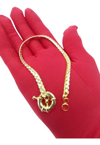 Pulsera Cubana C1695 Enchapado En Oro 18k Con Sello