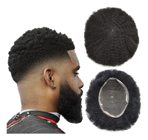 Afro Toupee Para Hombres Negros, Pelucas Afro De 0.236 Pulga