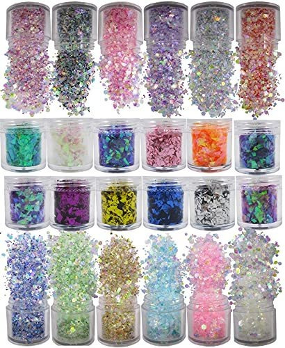 24 Colores Chunky Glitter Flakes Resin Epoxy Accesorios Iird