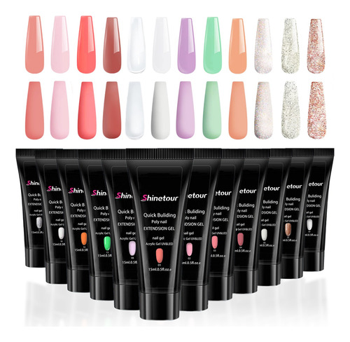 Kit Uñas Polygel 15mlx12 Solución Acrilicas Set  Extensiones