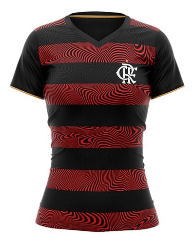 Camisa Flamengo Baby Look Brains Vermelho E Preto Feminina