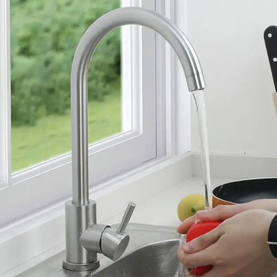 Grifo mezclador monomando Solvex SP-10020 acero inoxidable para fregadero cocina | Meses sin interés