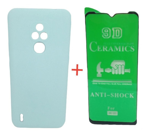 Silicone Case Cerrado Para Motorola E7 Y Vidrio Ceramico