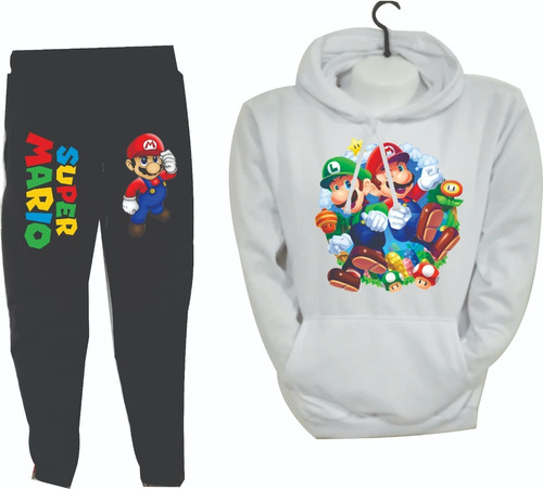 Conjuntos Sudadera Mario Bross Jogger+hoodie Niños Adultos I