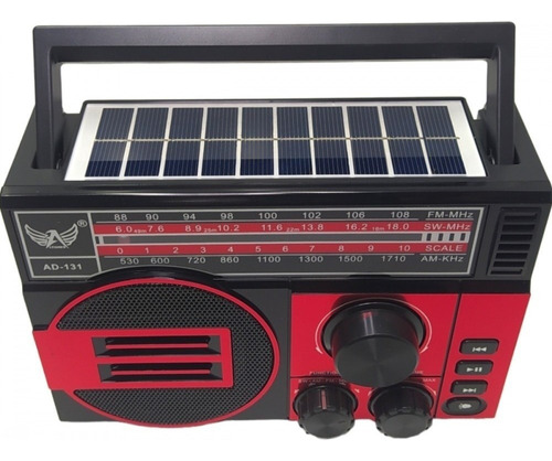 Radio Retrô Recarregável Am Fm Com Painel Solar E Lanterna Cor Azul