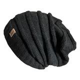 Gorro Beanie Largos Lana Gris-negro Unisex Calidad Premiun  