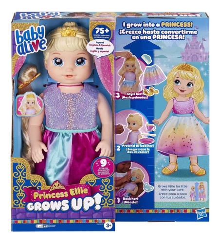 Muñeca Baby Alive Princesa Ellie Grows Up Rubia Accesorios 2