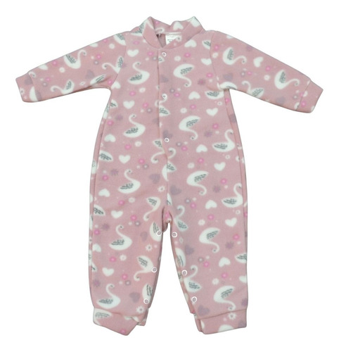 Macacao Pijama Roupa De Dormir Bebe Com Botão Soft Fleece