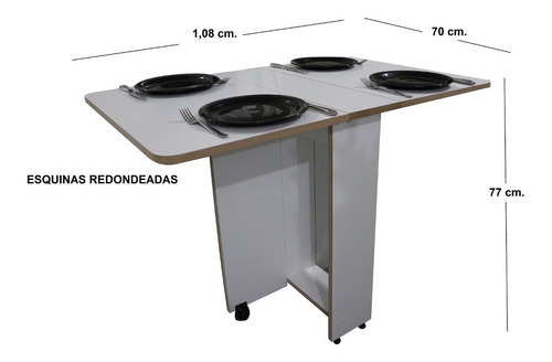 Mesa Plegable Cocina Esquinas Redondas Bordes Mdf Al Natural