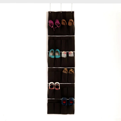 Organizador Sapatos Sapateira Vertical Atrás Porta 24 Bolsos Preto | MercadoLivre