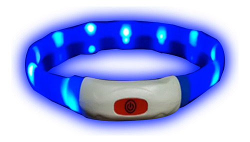 Collar Azul Para Perro Luz Led Luminoso 55 Cm Carga Usb