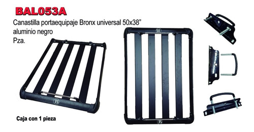 Canastilla Porta Equipaje Aluminio Negro 127x97cm Bal053a