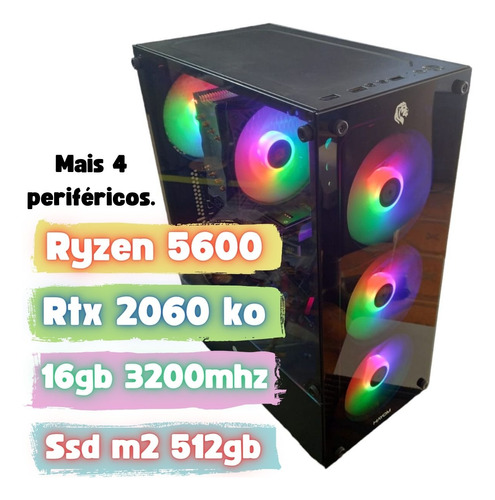 Pc Gamer Top R5600, Rtx 2060, 16gb 3200mhz, Ssd M.2 512 Gb.