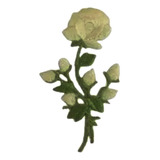 Patch Aplique Bordado Termocolante Flor Rosa Branca 10x6-255