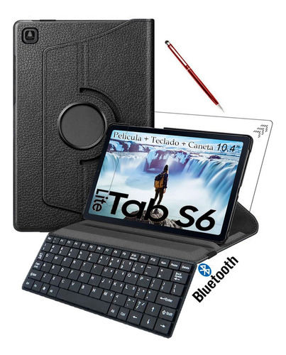 Capa Teclado Película Vidro Para Tab S6 Lite 10.4 P610/ P615 Cor Preto