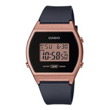 Reloj Casio Vintage Lw-204 Casual Deportivo Luz Cronometro Color De La Correa Negro Color Del Bisel Rosa Oro