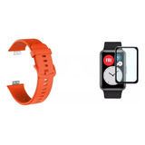 Kit Correa Compatible Huawei Watch Fit + Lamina Naranja