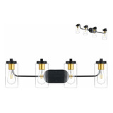 Black Bathroom Vanity 4 Light Fixtures, Modern Industrial Va