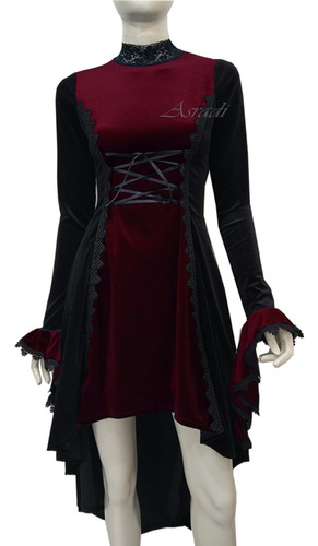 Vestido Asimetrico Terciopelo Gotico Medieval Agujeta Corset