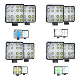 Par Faros 16 Led Cuadrados Slim Fija Estrobo Cruz Gel