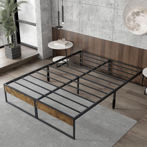 Dummup Base De Cama Queen De 14 Pulgadas Con Panel De Madera