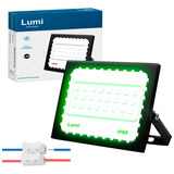 Refletor Super Ultra Led Holofote Mini 50w Bivolt Prova D'água Cor Da Luz Verde Lumi