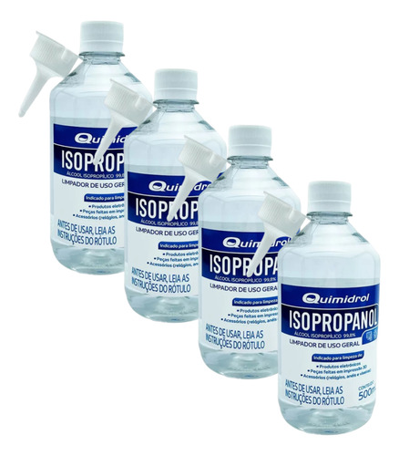 Álcool Isopropílico 99,8% 500 Ml  Limpeza Placas Telas 4und